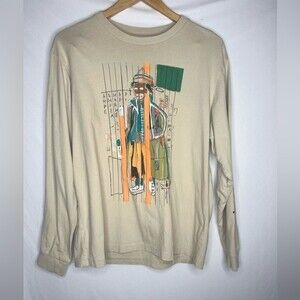 JEAN-MICHEL BASQUIAT Anthony Clark (1985) Mens Medium L/S Khaki T-shirt